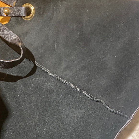 UGG Black Suede and Leather Tote with Gold Accents - Picture 4 of 4